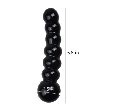 Czarne szklane koraliki analne dildo anal 17 cm